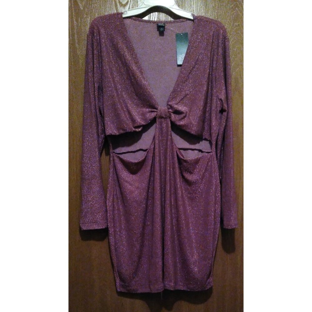 Wild Fable Size 1X Cutout Metallic Purple  Bodycon Sheath Dress Sweetheart Neck